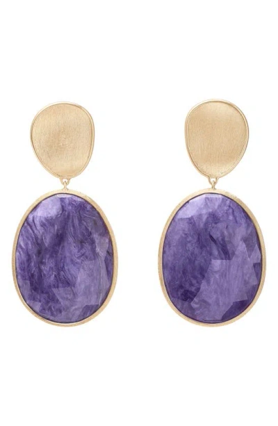 Marco Bicego Lunaria Charoite Drop Earrings In Purple/gold