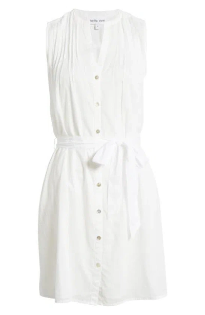 Bella Dahl Pintuck Detail Sleeveless Cotton Shirtdress In White