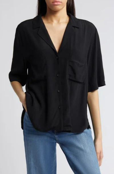 Treasure & Bond Relaxed Fit Camp Shirt In Black