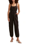 Lucky Brand Military Cotton Jogger Jumpsuit In Raven