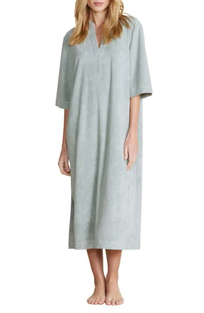Barefoot Dreams Cozy Terry Placket Caftan In Beach Glass