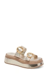 Dolce Vita Rysha Platform Sandal In Light Gold Crinkle Patent