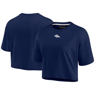 Fanatics Signature Navy Denver Broncos Elements Super Soft Boxy Cropped T-shirt