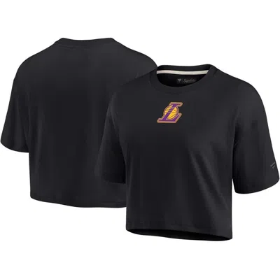 Fanatics Signature Black Los Angeles Lakers Elements Super Soft Boxy Cropped T-shirt