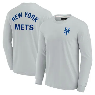 Fanatics Signature Men's And Women's  Grey New York Mets Super Soft Long Sleeve T-shirt