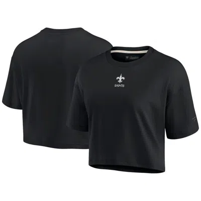 Fanatics Signature Women's  Black New Orleans Saints Super Soft Short Sleeve Cropped T-shirt