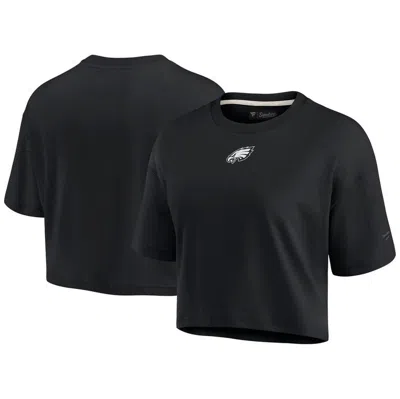 Fanatics Signature Women's  Black Philadelphia Eagles Super Soft Boxy Short Sleeve Cropped T-shirt