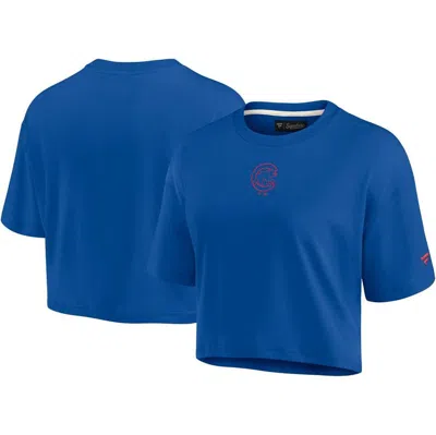 Fanatics Signature Women's  Royal Chicago Cubs Super Soft Short Sleeve Cropped T-shirt