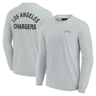 Fanatics Signature Men's And Women's  Gray Los Angeles Chargers Super Soft Long Sleeve T-shirt