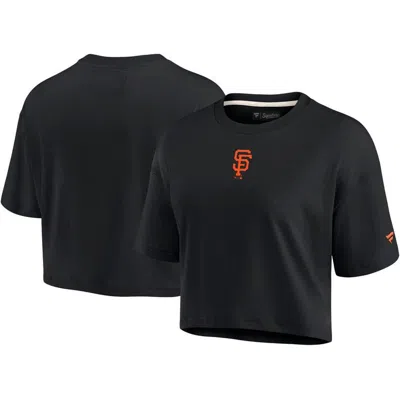 Fanatics Signature Women's  Black San Francisco Giants Super Soft Short Sleeve Cropped T-shirt