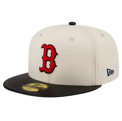 New Era Cream Boston Red Sox Game Night Leather Visor 59fifty Fitted Hat