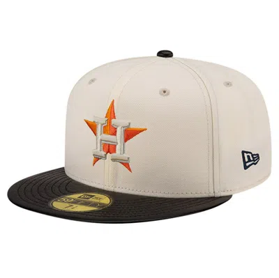 New Era Cream Houston Astros Game Night Leather Visor 59fifty Fitted Hat