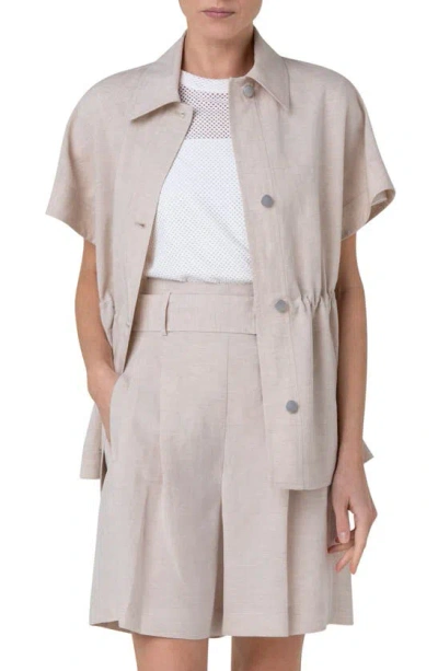 Akris Punto Women's Short-sleeve Linen-blend Jacket In Beige