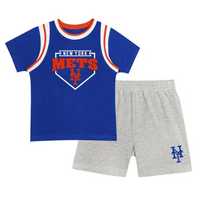 Outerstuff Kids' Toddler Fanatics Branded Royal/gray New York Mets Bases Loaded T-shirt & Shorts Set