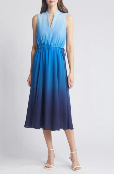 Anne Klein Jenna Sleeveless Midi Dress In Dst Mt/ Shre Blue Mlt