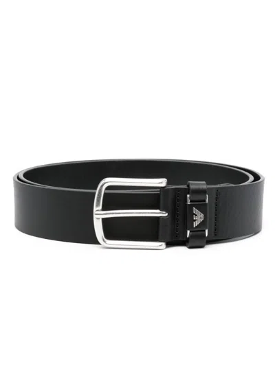 Emporio Armani Cowhide Belt In Black