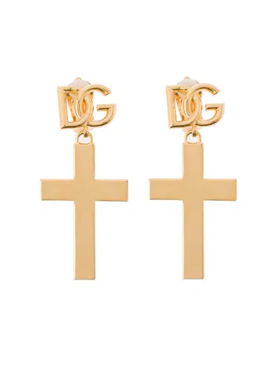 Dolce & Gabbana Cross Earrings In Grey