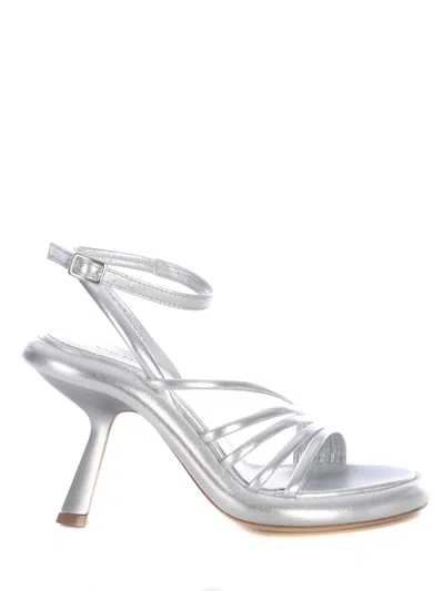 Vic Matie Dosh Strappy Sandals In Laminated Silver Nappa In Argento