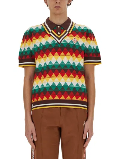 Casablanca Geometric-pattern Polo Shirt In Multicolour