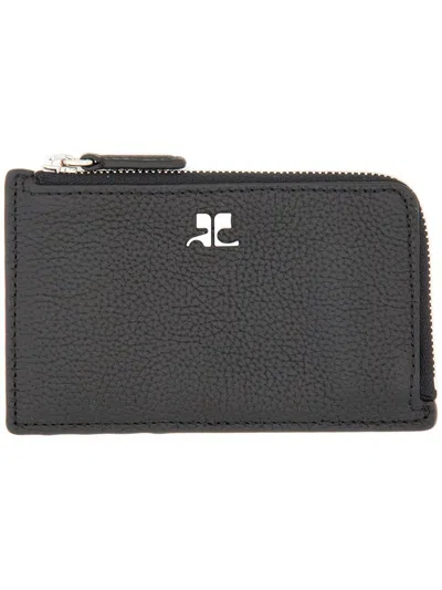 Courrèges Zippered Card Holder In Black