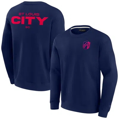 Fanatics Signature Men's And Women's  Navy St. Louis City Sc Super Soft Fleece Crew Pullover Sweatshi
