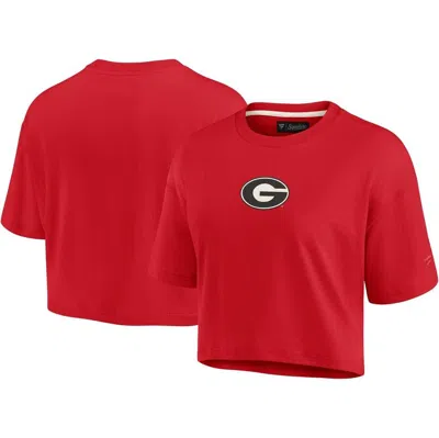 Fanatics Signature Red Georgia Bulldogs Elements Super Soft Boxy Cropped T-shirt
