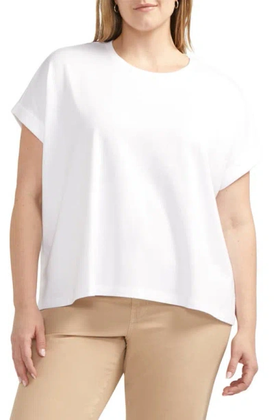 Jag Jeans Drapey Cuff Cotton & Modal T-shirt In White
