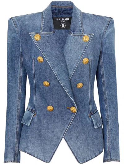 Balmain Jackets In Blue Denim