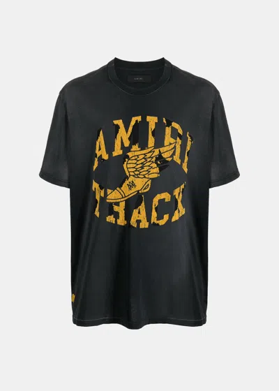 Amiri Vintage Black  Track T-shirt In Faded Black
