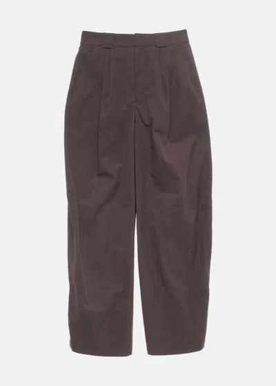 Lemaire Wide-leg Cotton Trousers In Aubergine