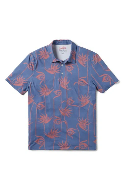 Reyn Spooner X Alfred Shaheen Personal Paradise Floral Polo In Blue Horizon