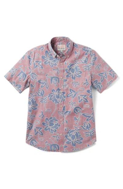 Reyn Spooner X Alfred Shaheen Classic Pareau Tailored Fit Floral Short Sleeve Button-down Shirt In Faded Ginger