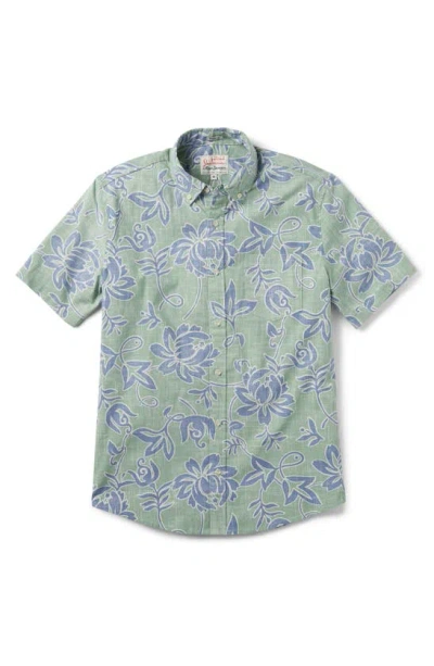 Reyn Spooner X Alfred Shaheen Classic Pareau Tailored Fit Floral Short Sleeve Button-down Shirt In Leaf
