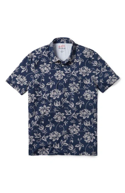Reyn Spooner X Alfred Shaheen Classic Pareau Floral Performance Polo In Insignia Blue