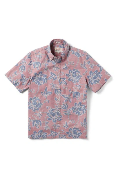 Reyn Spooner X Alfred Shaheen Classic Pareau Classic Fit Floral Short Sleeve Button-down Shirt In Faded Ginger