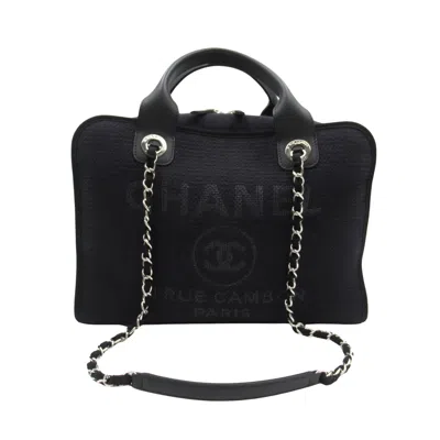 Pre-owned Chanel Deauville Navy Canvas Shoulder Bag ()