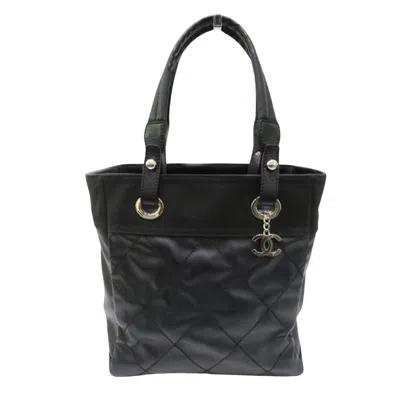 Pre-owned Chanel Paris Biarritz Black Leather Tote Bag ()