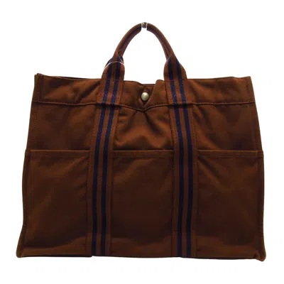 Hermes Hermès Fool Toe Brown Canvas Tote Bag ()
