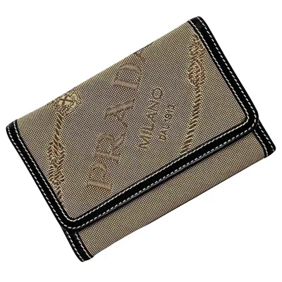 Prada Canvas Wallet () In Beige