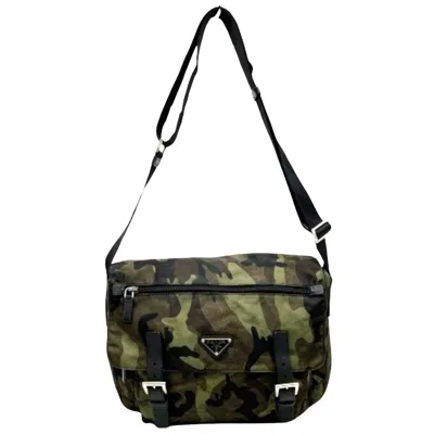 Prada Messenger Khaki Synthetic Shoulder Bag () In Pattern