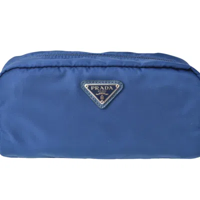 Prada Tessuto Synthetic Clutch Bag () In Blue