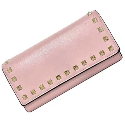 Valentino Garavani V Logo Pink Leather Wallet  ()