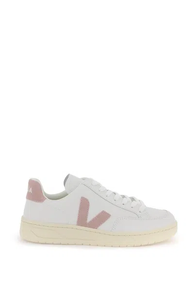 Veja V-12 Leather Sneaker In White,pink