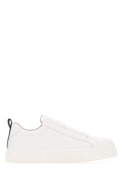 Chloé Chloe Lauren Scalloped Leather Sneaker In White