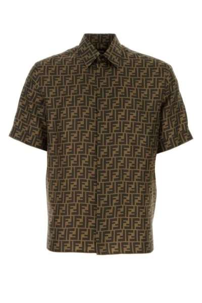 Fendi Brown Silk Shirt In Multicolor