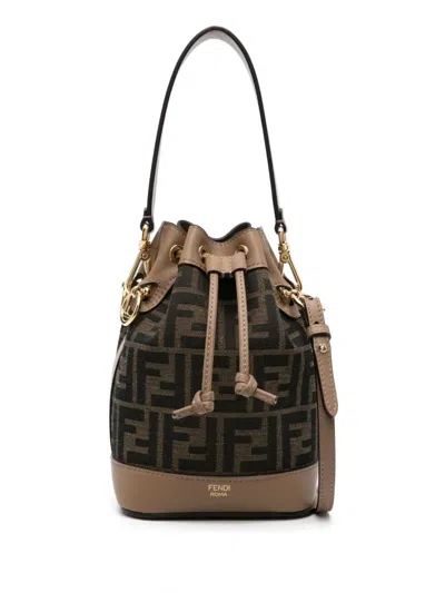 Fendi Women Mon Tresor Ff Mini Bucket Bag In Brown