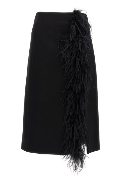 Prada High-waist Midi Skirt In Black