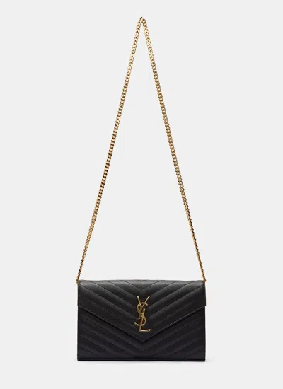 Saint Laurent Women Small Monogram Quilted Leather Bag In Black