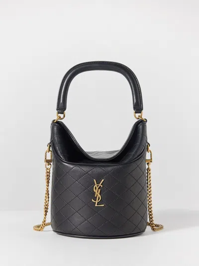 Saint Laurent Mini Gaby Leather Top Handle Bag In Black