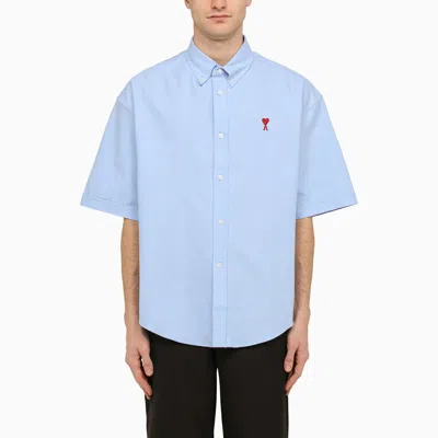 Ami Alexandre Mattiussi Ami Paris Ami De Coeur Logo Embroidered Shirt In Blue